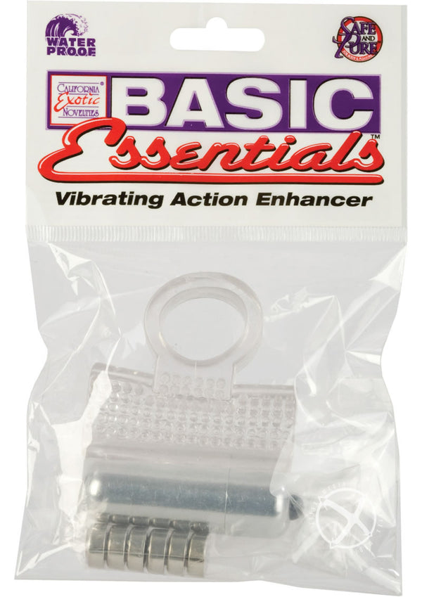Basic Essentials Vibrating Action Enhancer Cock Ring - Clear