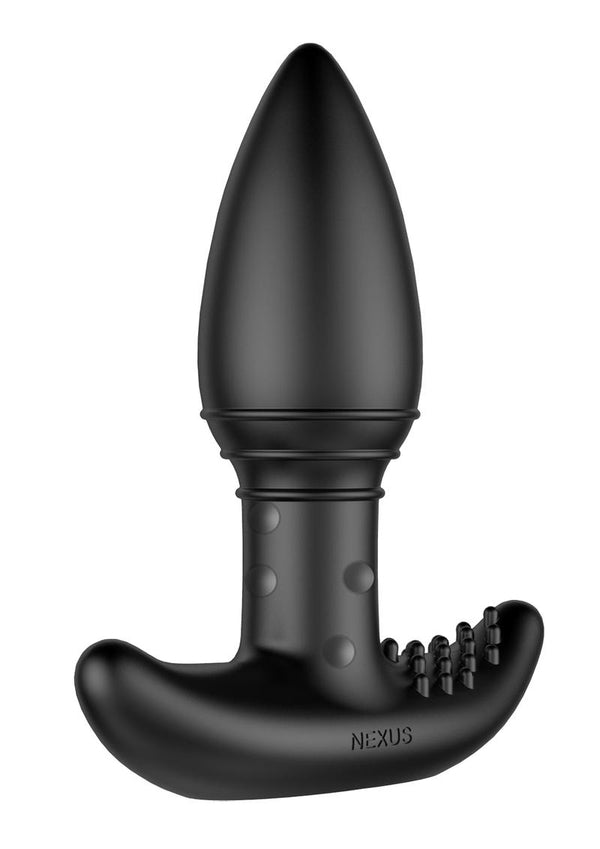 B-Stroker Silicone Remote Control Rechargeable Unisex Massager With Rimming Beads - Black