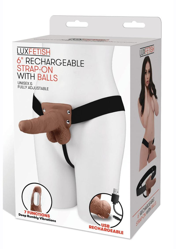 Lux F Recharge Strap On W/balls 6 Brown