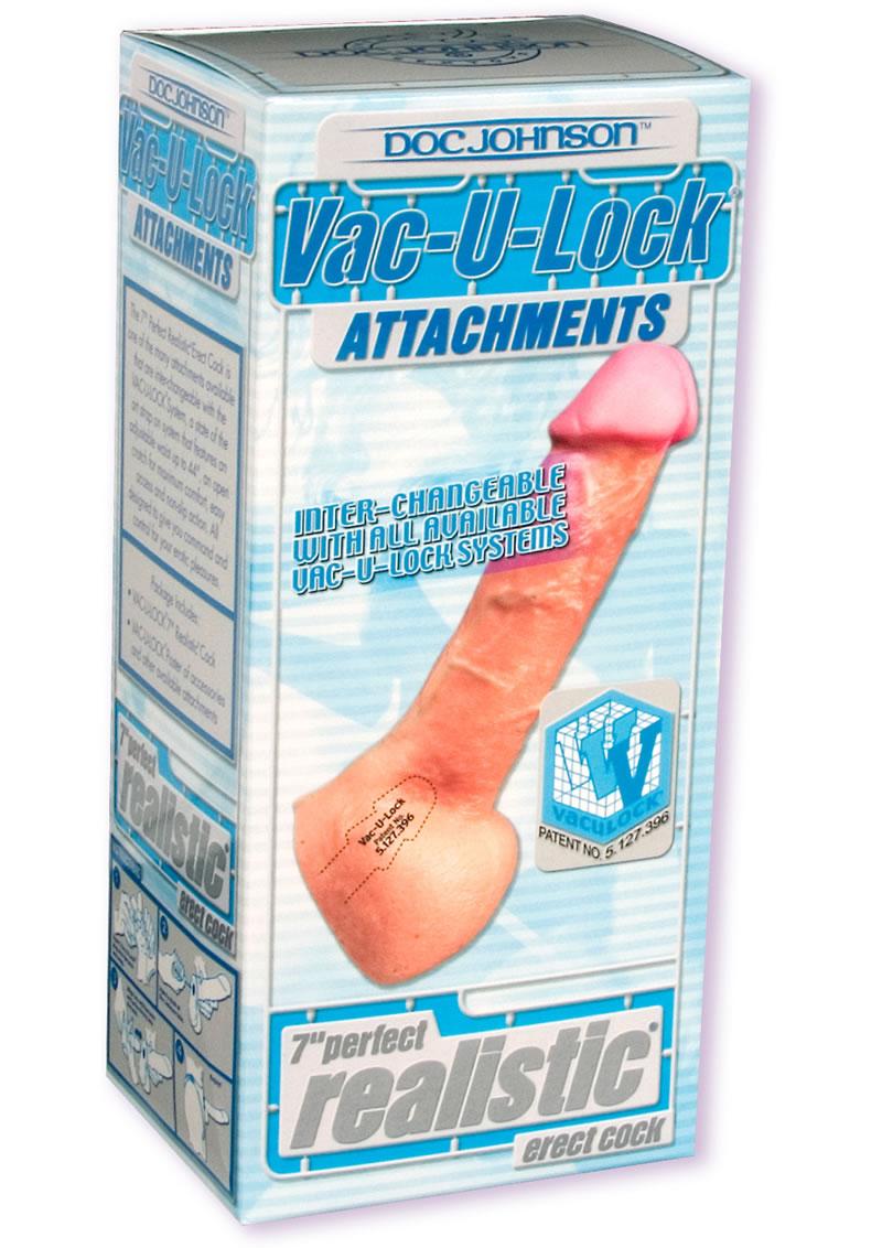 Vac-U-Lock Realistic Perfect Erect Cock Dildo 7In - Vanilla