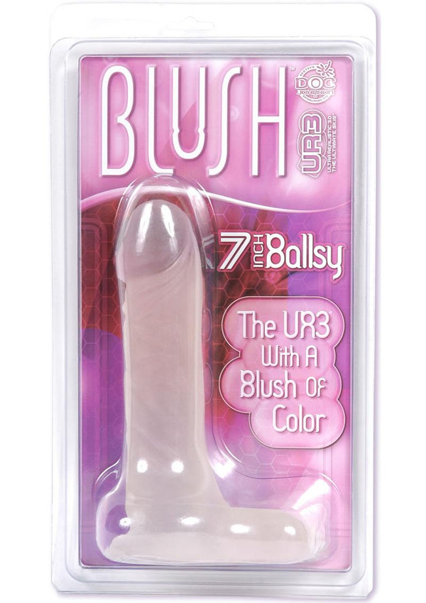 Blush Ballsy Dildo 7in - Clear with Blush