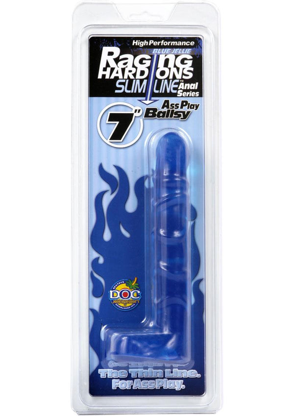 Raging Hard-Ons - Slimline Anal Series - Ass Play Ballsy Dildo With Balls 7in - Cobalt Blue