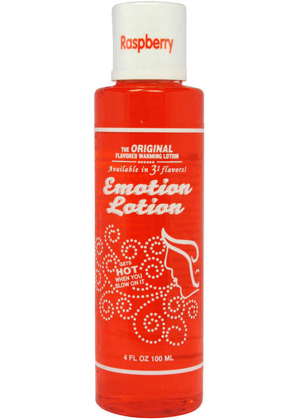 Emotion Lotion Water Based Flavored Warming Lubricant - Raspberry 4oz.
