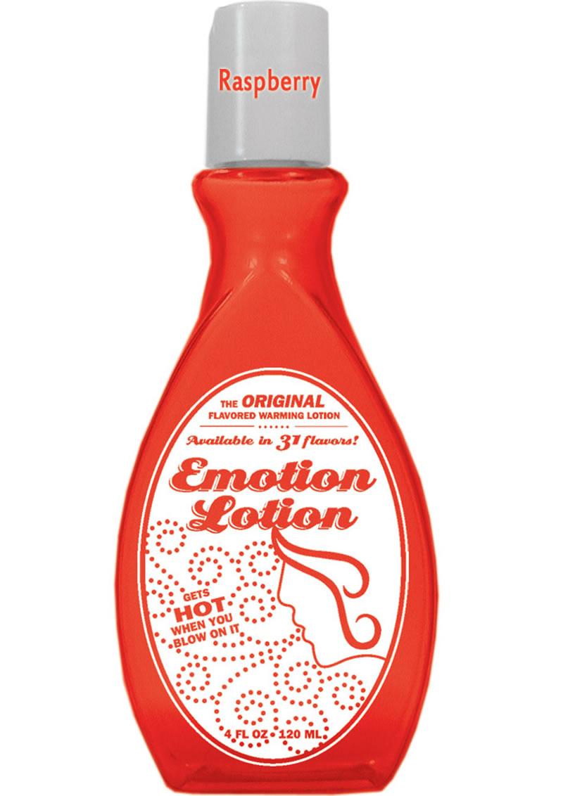 Emotion Lotion Flavored Water Based Warming Lotion Raspberry 4 Ounce