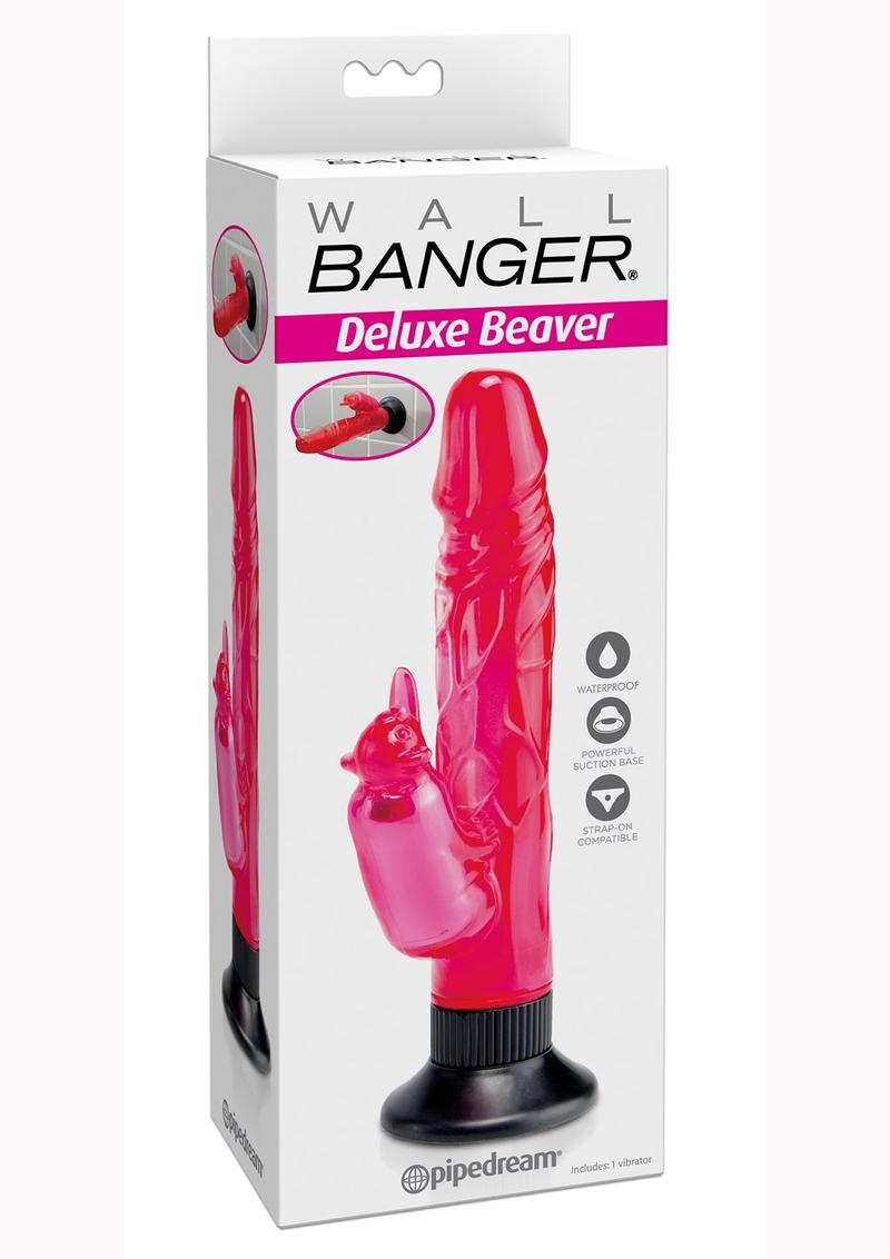 Beaver Wall Bangers Deluxe Vibrating Suction Dong Waterproof 8.5 Inch Pink