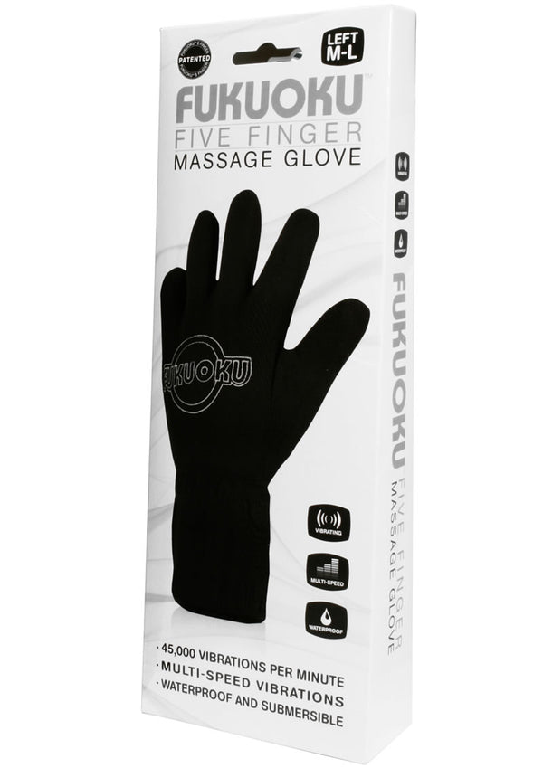 Fukuoku 5 Finger Massage Glove Left Hand Waterproof Black