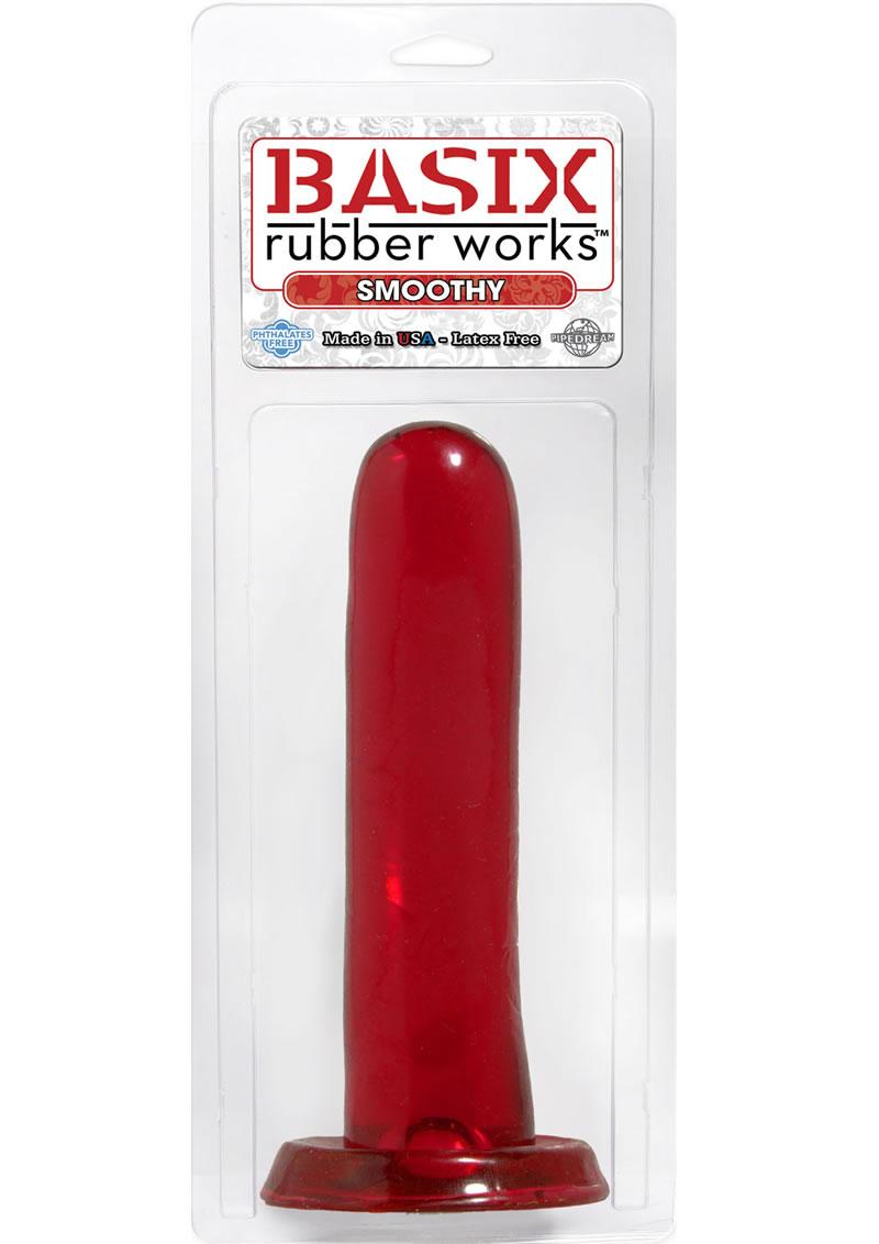 Basix Rubber Works Smoothy Dong 5 Inch Red