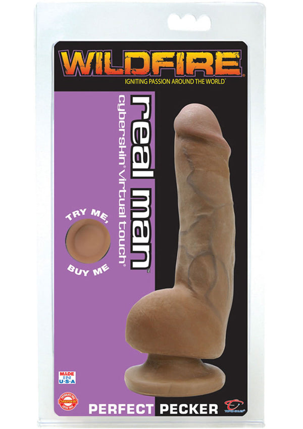 Wildfire Real Man Cyberskin Perfect Pecker Dildo 8In - Chocolate
