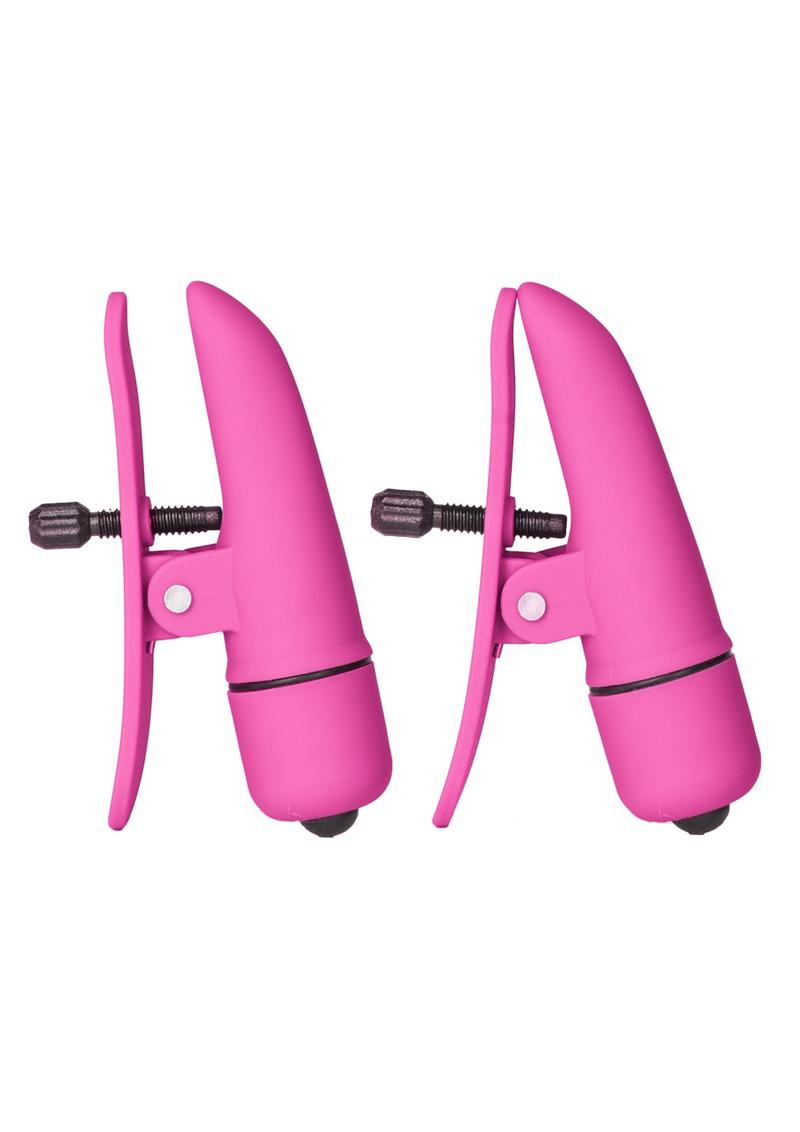 Nipplettes Virbrating Nipple Clamps Adjustable Pink
