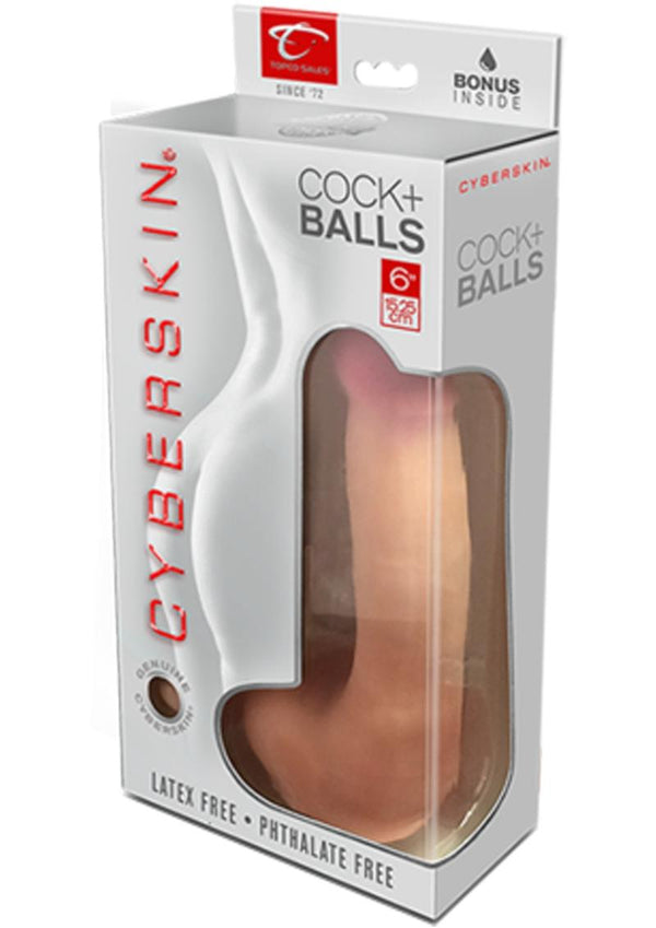 Cyberskin Cock Plus Balls Dildo 6 Inch Natural
