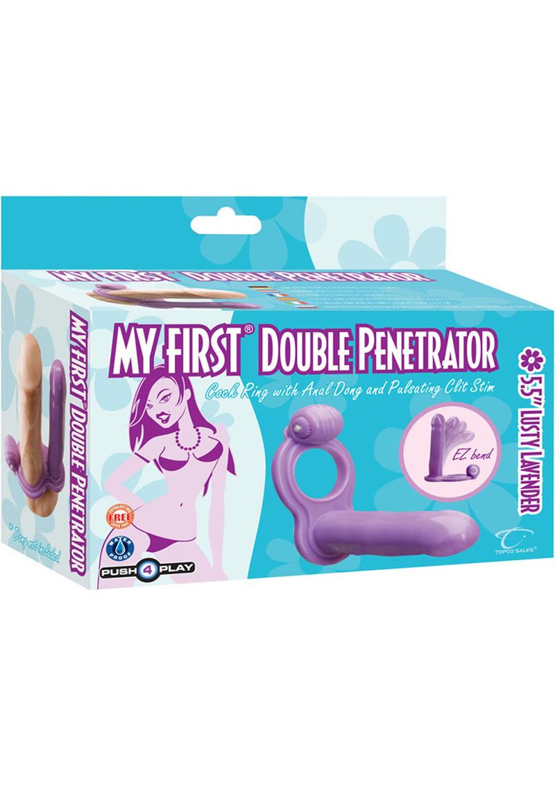 My First Double Penetrator Vibrating Cock Ring And Anal Dildo - Lavender
