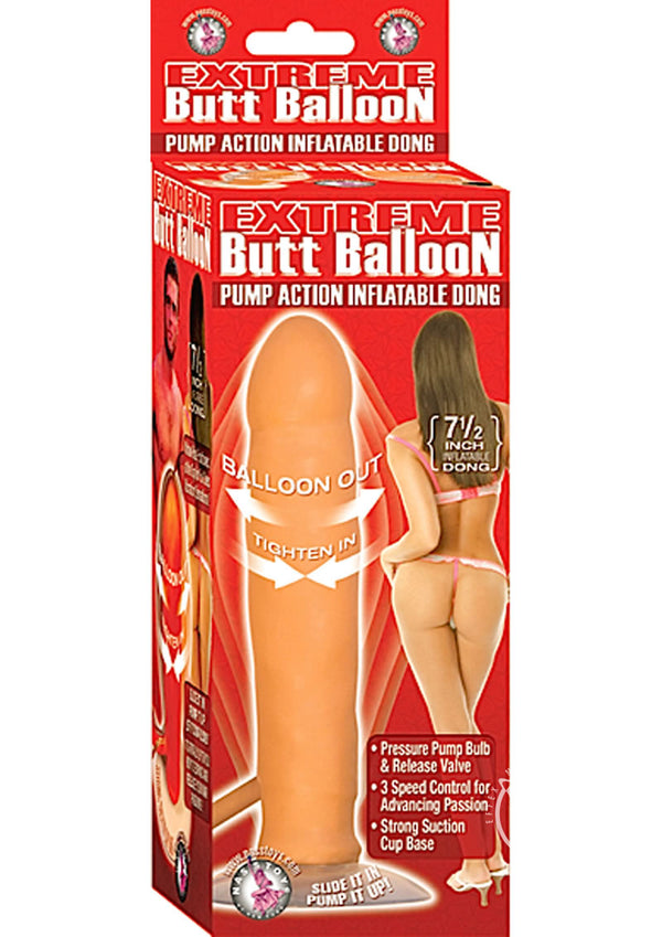 Extreme Butt Balloon Inflatable Vibrating Dildo 7 .5in - Vanilla
