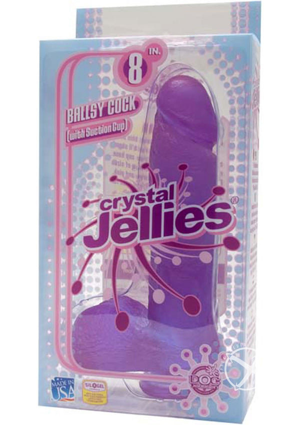Crystal Jellies Dildo With Balls 8in - Purple