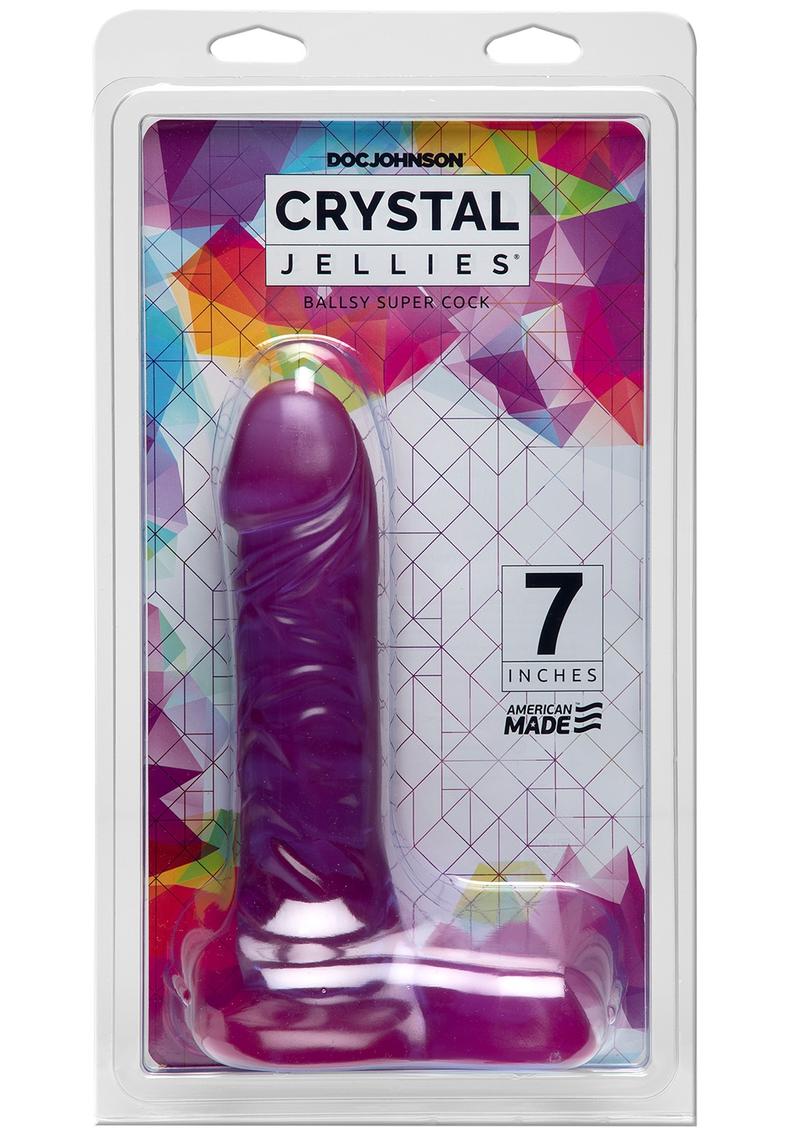 Crystal Jellies Ballsy Super Dildo 7in - Purple