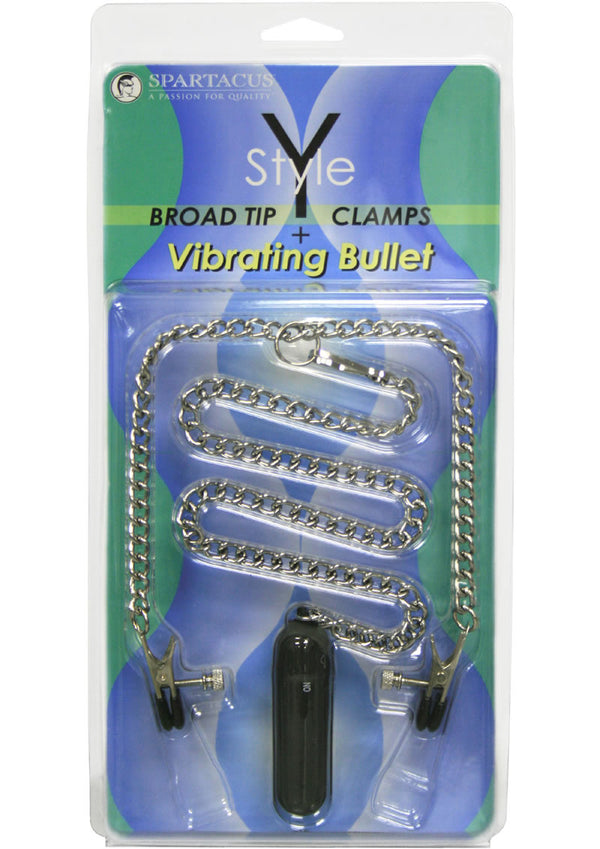 Y Style Broad Tip Nipple Clamps With Bullet 18 Inch Chaine Silver