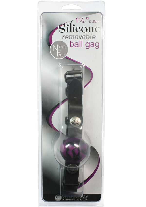 Removable Silicone Ball Gag 1.5 Inch Purple