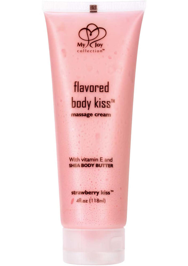 Flavored Body Kiss Water Based Massage Cream Strawberry Kiss 4 Ounce
