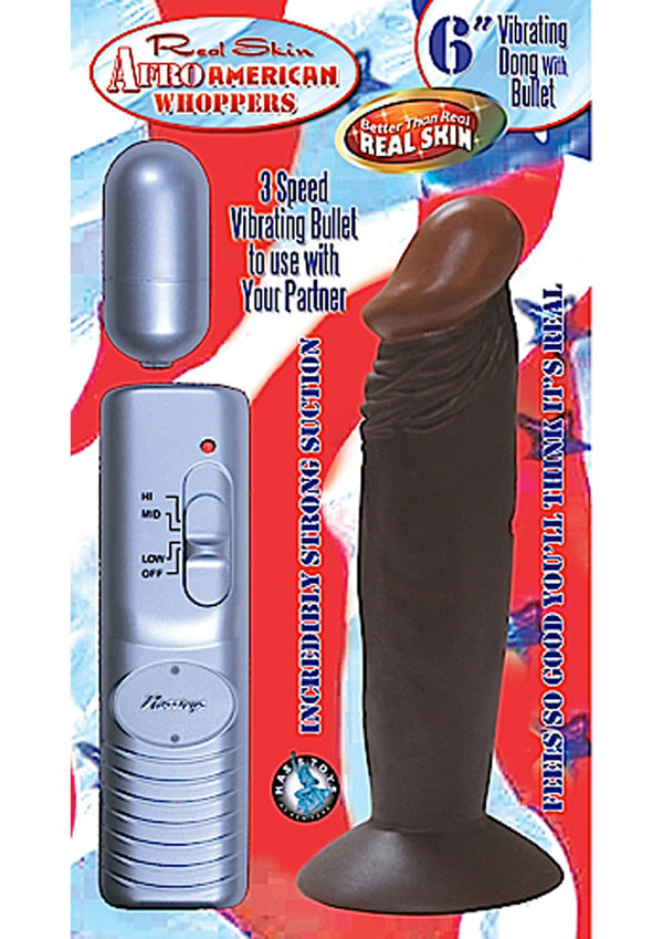 Real Skin Afro American Whoppers Vibrating Dong 6 Inch Brown