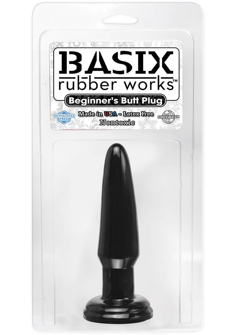 Basix Rubber Works Beginners Butt Plug Waterproof 3.75 Inch Black