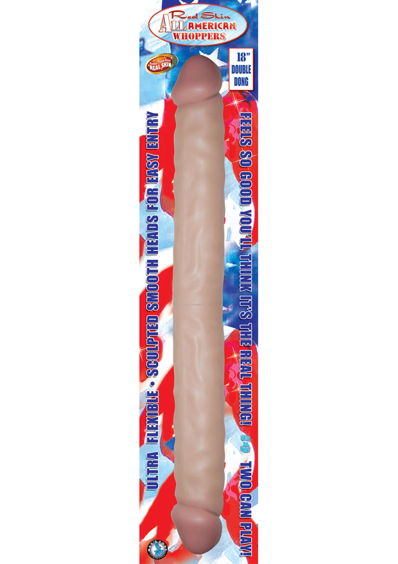 Real Skin All American Whoppers Double Dildo Dildo 18in - Vanilla