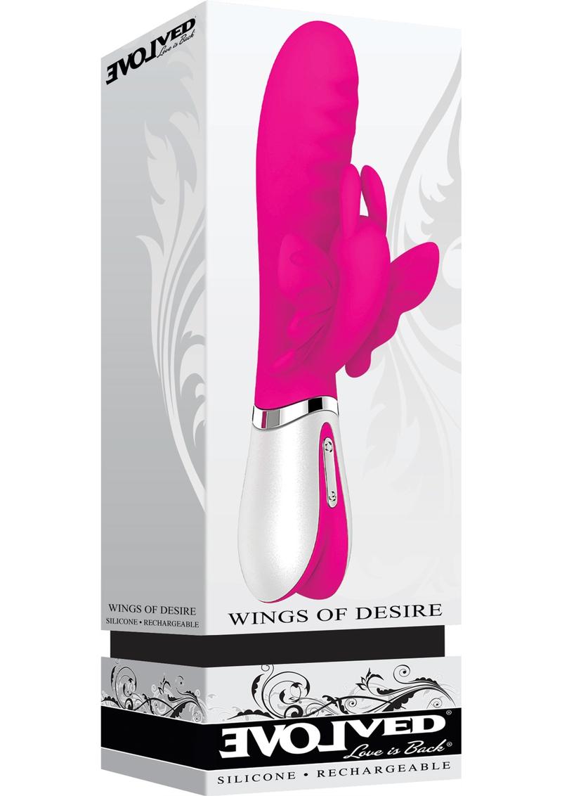 Wings Of Desire Rechargeable Silicone Vibrator Waterproof Pink 7.75 Inch