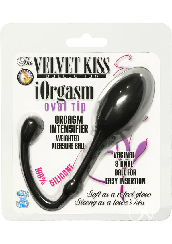 The Velvet Kiss Collection iOrgasm Silicone Oval Tip Orgasm Intensifier Massager - Black