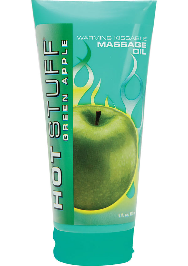 Hot Stuff Warming Kissable Massage Oil Water Based Green Apple 6 Ounce