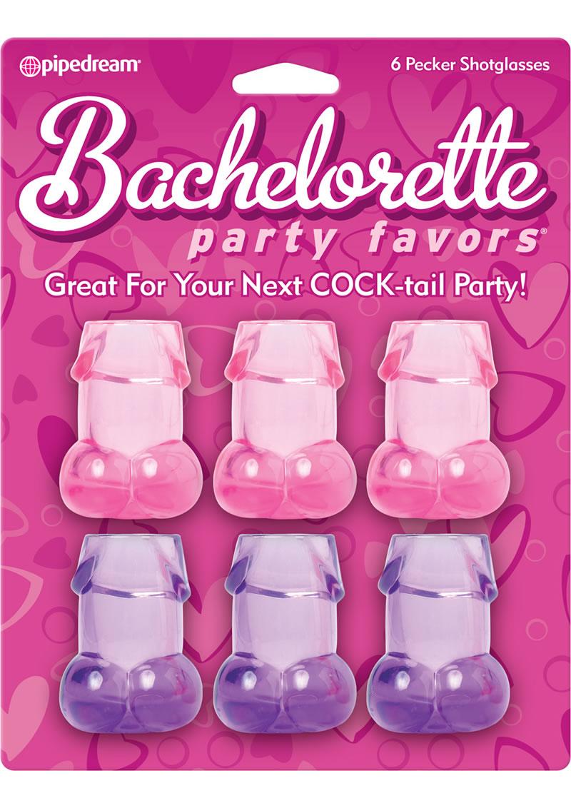 Bachelorette Party Favors Shot Glasses 6 Piece Set Assorted Colors