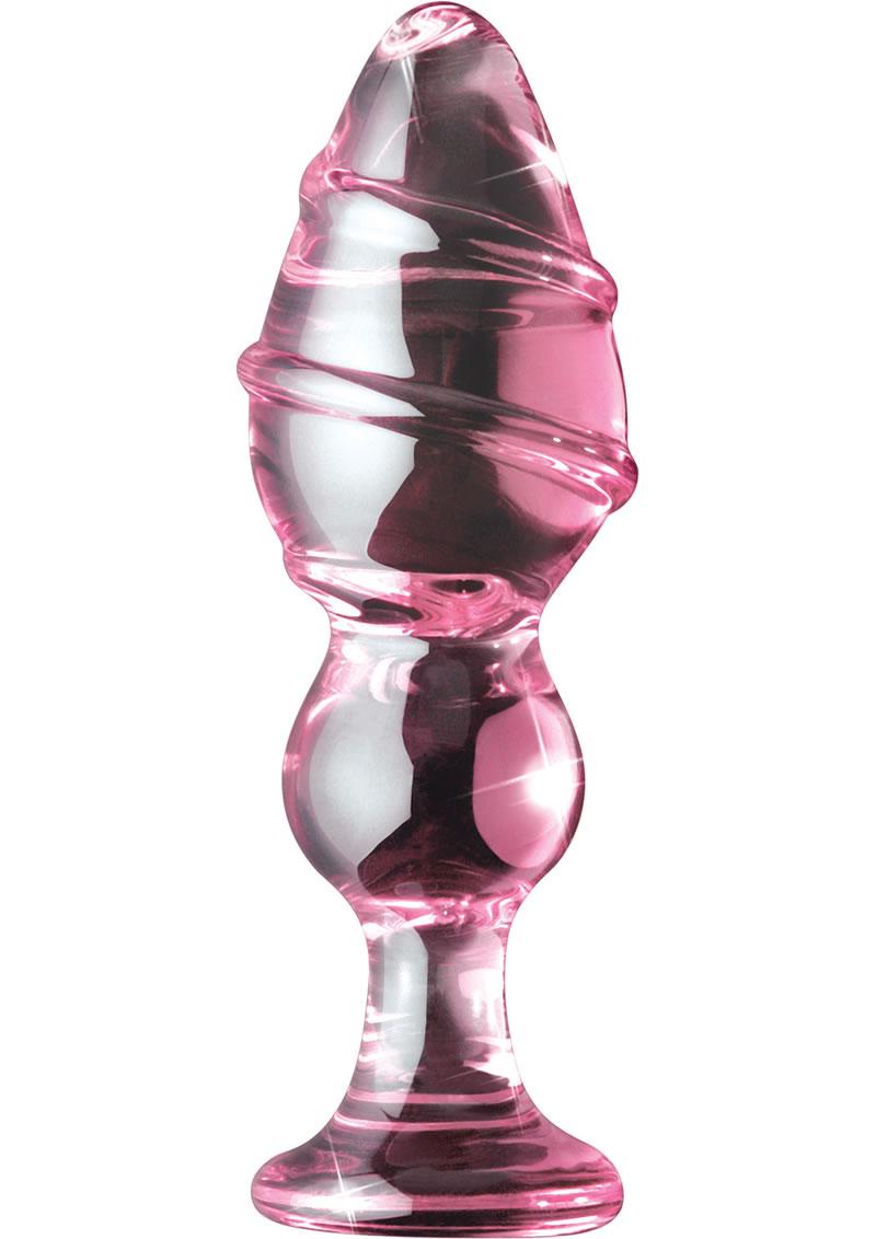 Icicles No 27 Textured Glass Anal Plug Pink 5.75 Inch