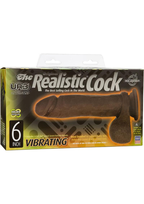 The Realistic Cock Ultraskyn Vibrating Dildo 6in - Chocolate