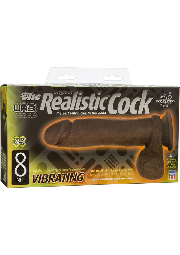 The Realistic Cock Ultraskyn Vibrating Dildo 8In - Chocolate