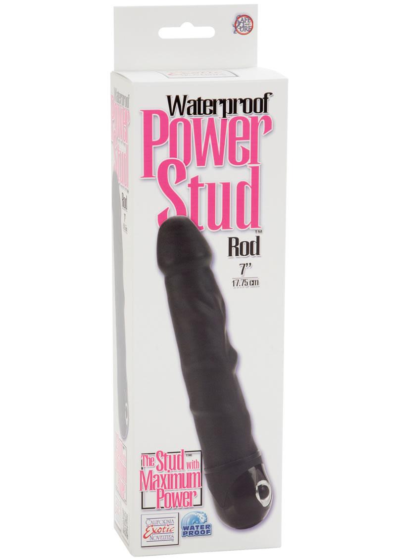 Power Stud Rod Vibrator Waterproof Black 7 Inch