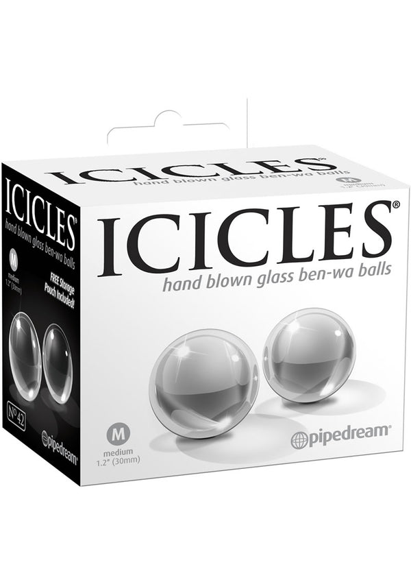 Icicles No 42 Ben-Wa Balls Glass Clear Medium 1.2 Inch Diameter