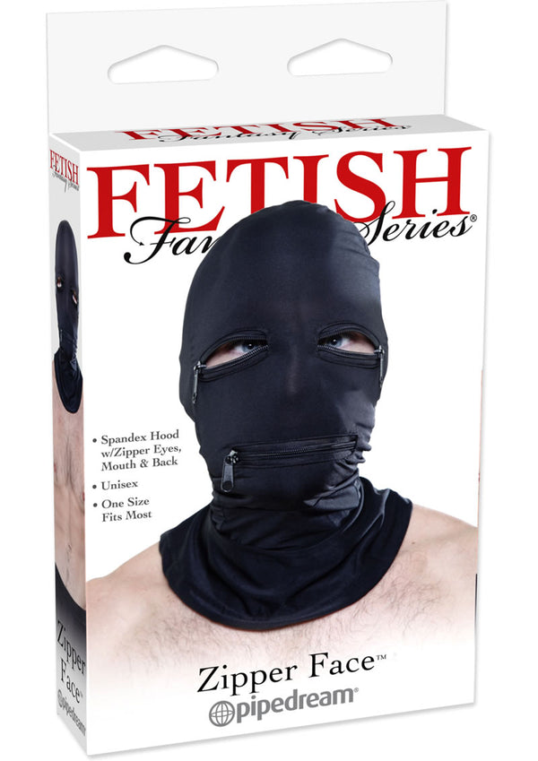 Fetish Fantasy Series Zipper Face Spandex Hood Black One Size