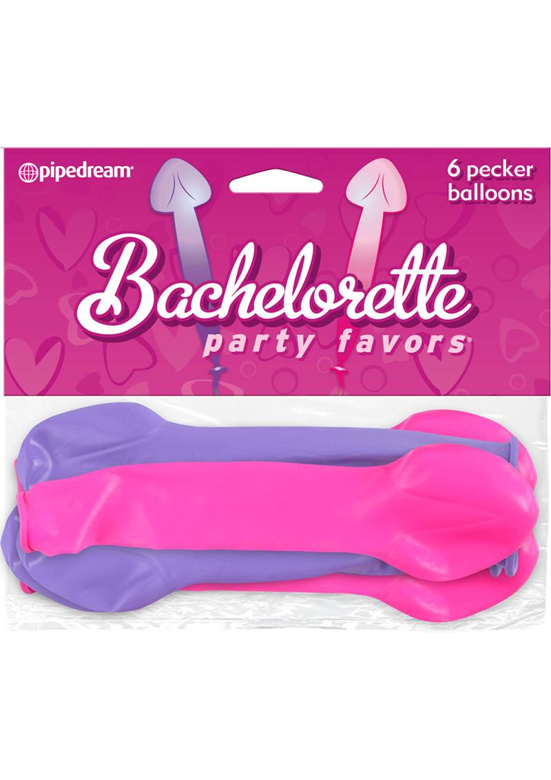 Bachelorette Party Favors Pecker Shaped Ballons Assorted Colors 6 Each Per Pack