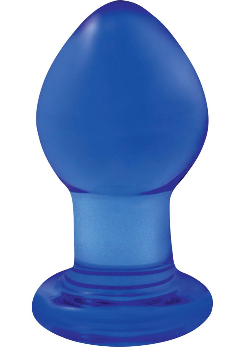 Crystal Premium Glass Anal Plug Small 2.5in - Blue