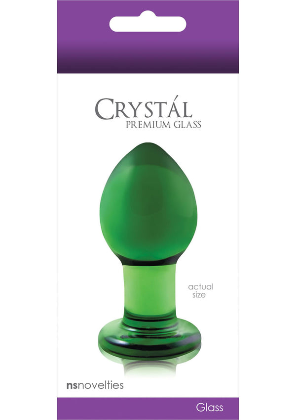 Crystal Premium Glass Anal Plug Medium 3In - Green