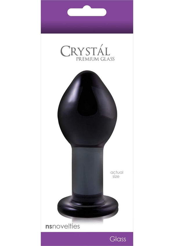 Crystal Premium Glass Anal Plug Large 4in - Charcoal