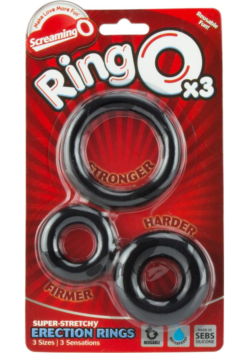 Ringo X3 3 Pack Cockrings 6 Packs Per Box Black