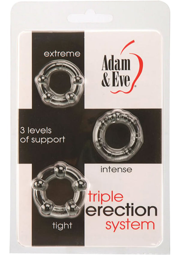 Adam & Eve Triple Erection System Jelly Cockring Set 3 Each