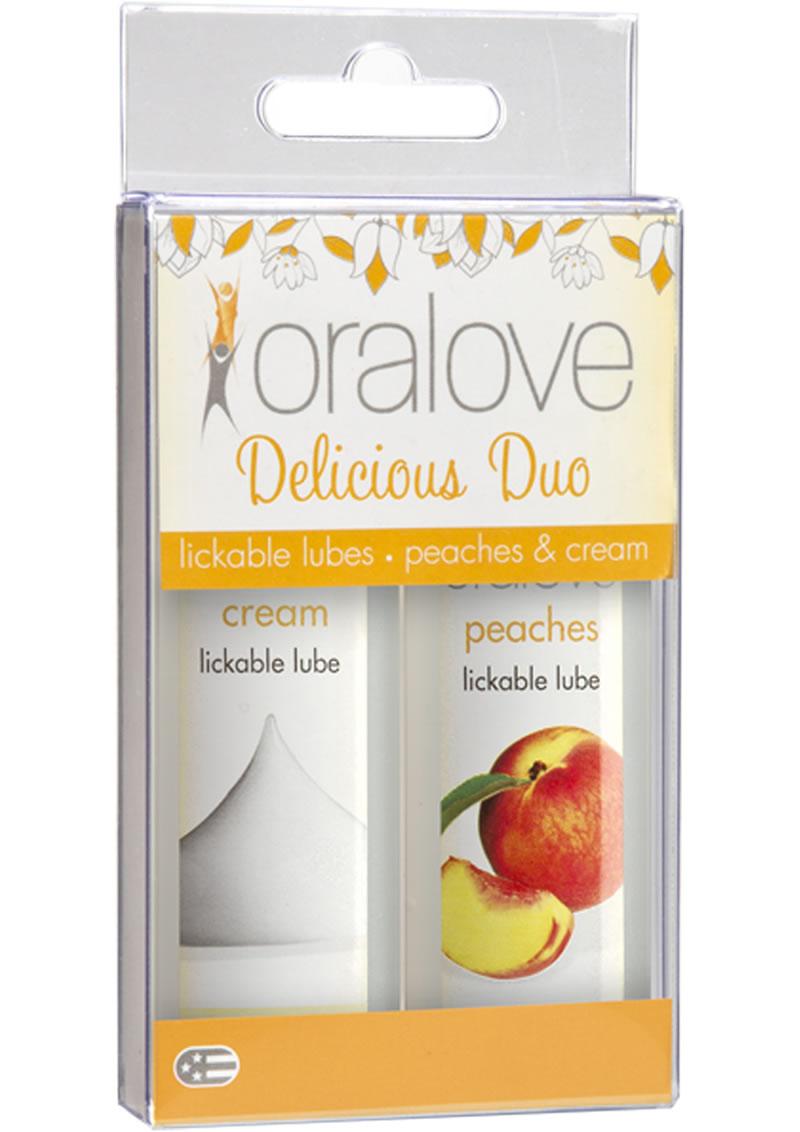 Oralove Delicious Duo Lickable Peaches And Cream Lubricant 1Oz (2 Per Set)