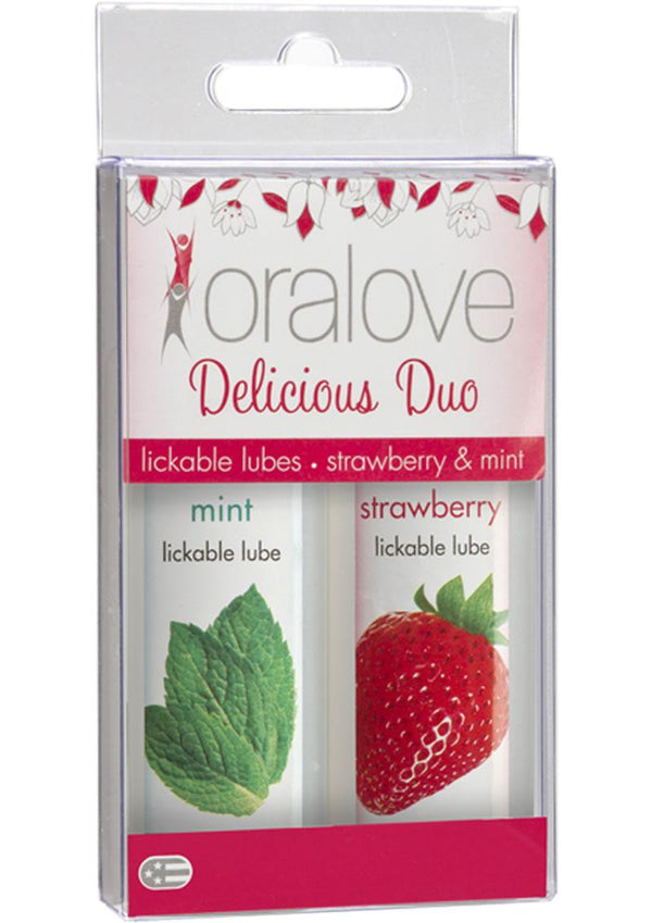 Oralove Delicious Duo Lickable Strawberry And Mint Lubricant 1oz (2 Per Set)