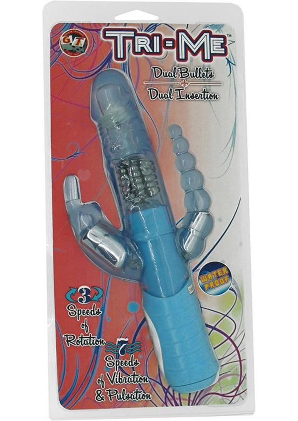 Tri Me Dual Insertion Vibrator - Blue