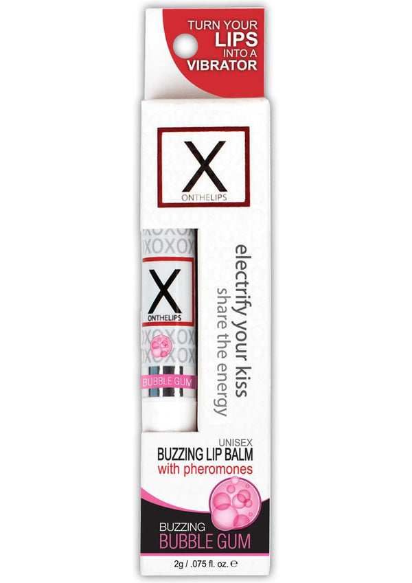 X On The Lips Buzzing Lip Balm With Pheromones Bubble Gum Flavor .75Oz