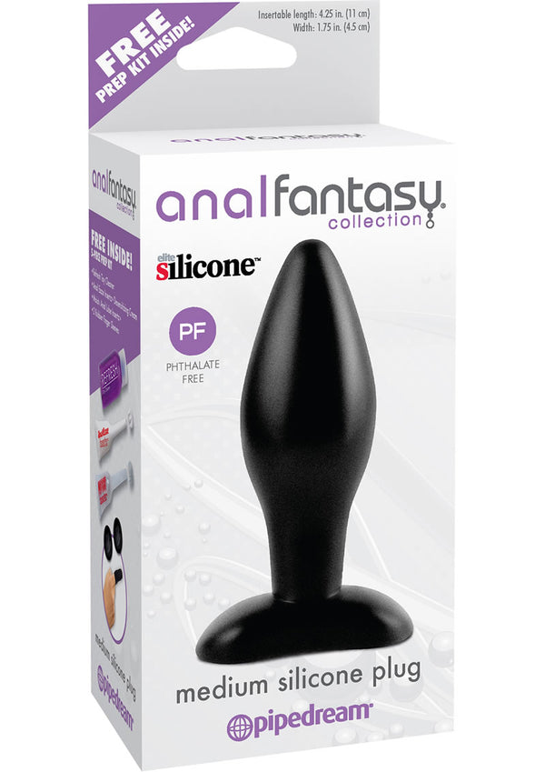 Anal Fantasy Collection Medium Silicone Plug Kit Black 4.25 Inch