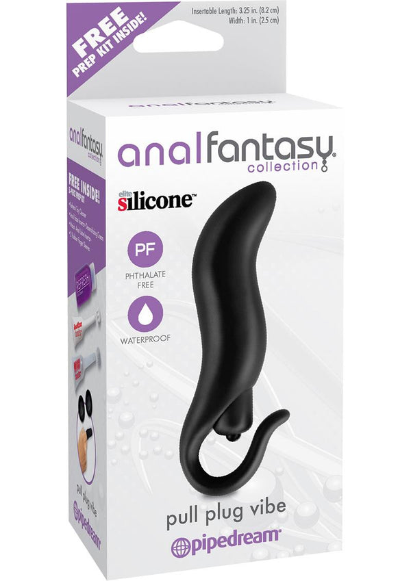 Anal Fantasy Collection Pull Plug Silicone Vibe Waterproof Black 3.25 Inch