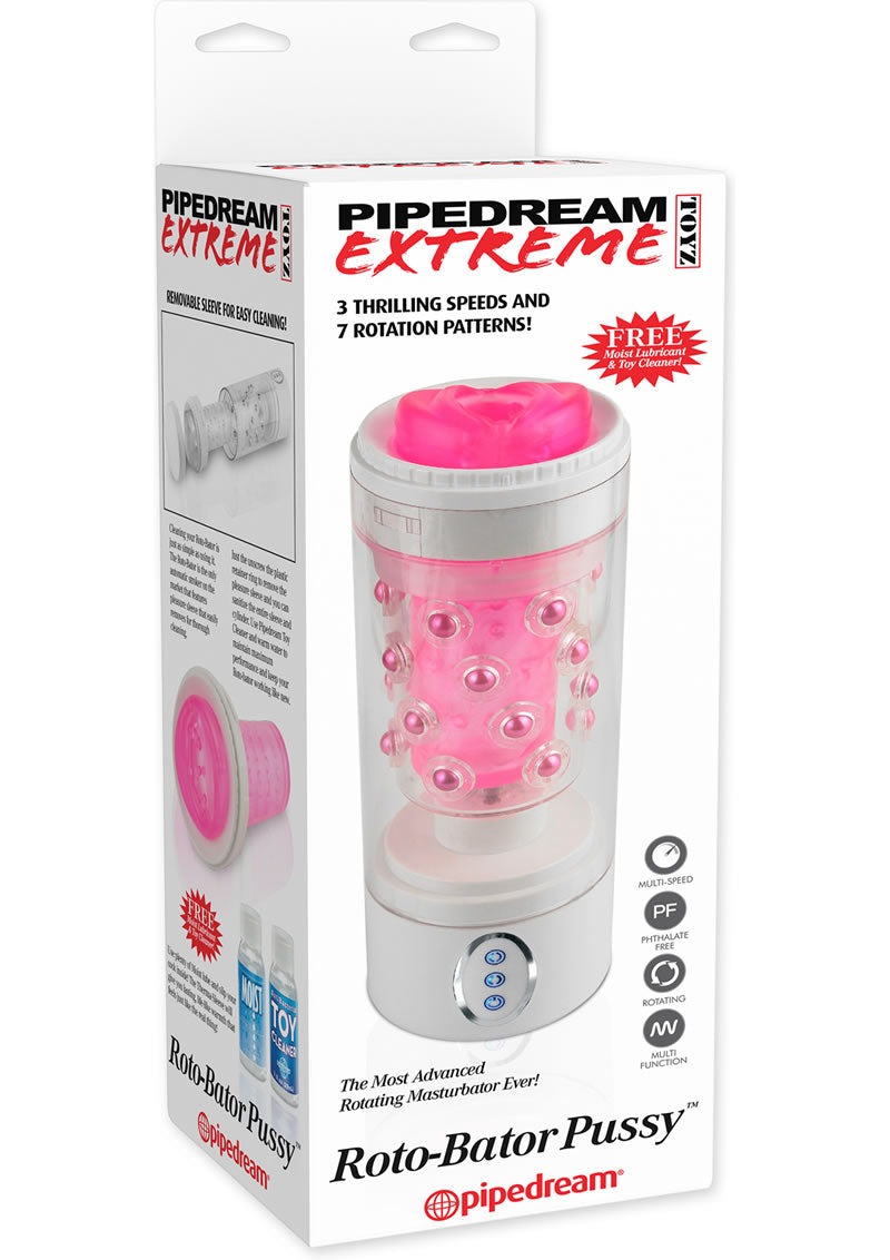 Pipedream Extreme Toyz Roto-Bator Pussy Masturbator - Pussy - White/Pink