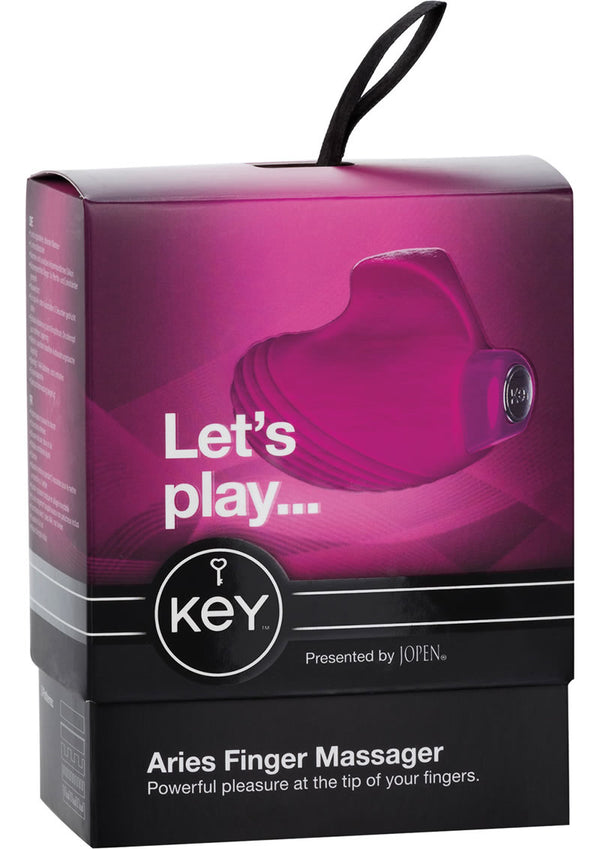 Key Aries Silicone Finger Massager Waterproof Raspberry Pink 2.25 Inch