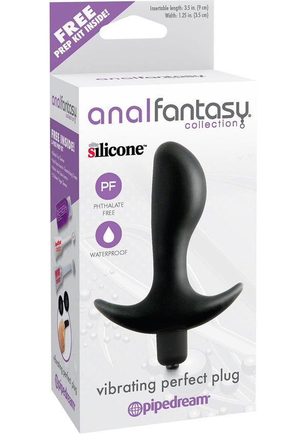 Anal Fantasy Collection Vibrating Perfect Silicone Plug Waterproof Black 3.5 Inch