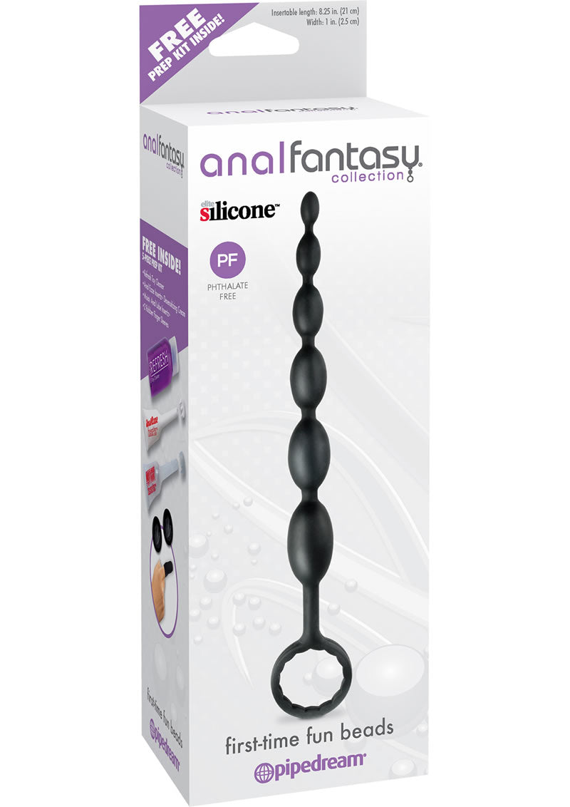 Anal Fantasy Collection Silicone First Time Fun Beads 8.25 Inch Black